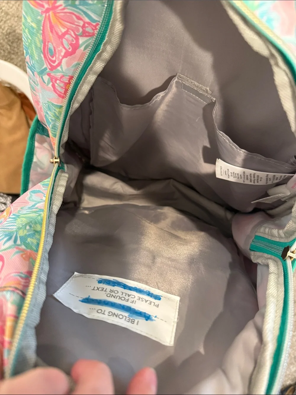 Lilly Pulitzer x Pottery Barn Butterfly Print Backpack Pink Teal Gold Zipper
